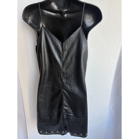 Blank NYC Close The Deal Embossed Vegan Leather Black Stud Slip Dress Size S - Picture 6 of 9